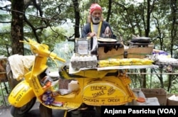 The bright yellow Maggi noodles were among the popular snacks sold by this food vendor in the hill town of Dalhousie, India, June 9, 2015.