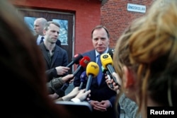 Shvetsiya Bosh vaziri Stefan Lofven terror xuruji qilingan joyda, Stokgolm, 7-aprel, 2017