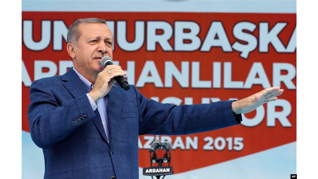 Turkey's President Recep Tayyip Erdogan addresses an election rally ahead of the upcoming general elections, in Ardahan, Turkey, June 6, 2015.