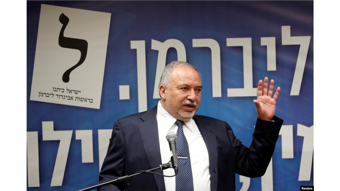 Israel's former Defence Minister Avigdor Lieberman speaks during his Yisrael Beitenu party faction meeting at the Knesset, Israel's parliament, in Jerusalem, May 27, 2019.