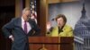 FILE - Sen. Barbara Mikulski, who supports the Iran nuclear deal, and Sen. Charles Schumer, who opposes it, are seen during a news conference on Capitol Hill in Washington, June 9, 2015.