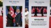 Photos of the summit between U.S. President Donald Trump and North Korean leader Kim Jong Un are displayed during a photo exhibition to wish for peace on the Korean Peninsula in Seoul, South Korea, Sept. 19, 2018. 