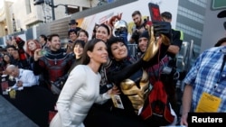 Cast member Evangeline Lilly, who plays the Wasp, attends the premiere of the movie “Ant-Man and the Wasp” in Los Angeles, June 25, 2018.