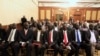 Members of South Sudan's rebel delegation are seen at the opening ceremony of peace talks in Ethiopia's capital Addis Ababa, Jan. 4, 2014.
