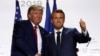 U.S President Donald Trump and French President Emmanuel Macron shake hands after their joint press conference at the G7 summit Monday, Aug. 26, 2019 in Biarritz, southwestern France. 
