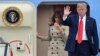 U.S. President Donald Trump and First Lady Melania Trump arrive on Air Force One at Melsbroek Military airport in Melsbroek, Belgium, July 10, 2018.