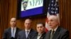 New York Police Commissioner Bill Bratton (R) speaks during a news conference at police headquarters, Feb. 25, 2015, in New York, regarding three men who were arrested on charges of plotting to travel to Syria to join the Islamic State group and wage war 