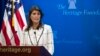U.S. Ambassador to the United Nations Nikki Haley speaks at The Heritage Foundation about the U.S. withdrawal from the U.N. Human Rights Council, in Washington, July 18, 2018.