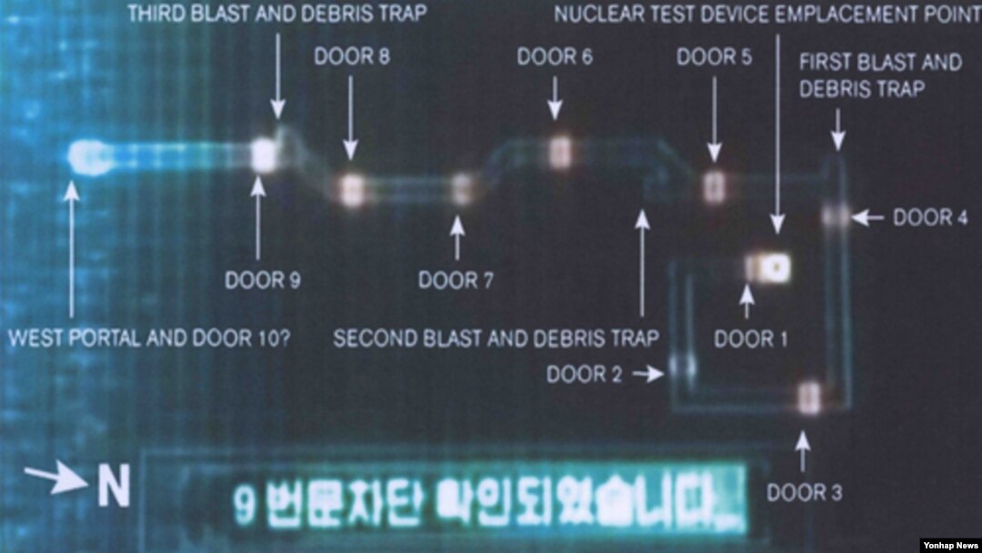 지난 2010년 9월 북한 조선중앙TV에서 보도한 핵실험장의 갱도 내부 구조