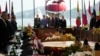Indonesian President Joko Widodo, center, stands with other leaders of the Association of Southeast Asian Nations to listen to ASEAN anthem during the 42nd ASEAN Summit in Labuan Bajo, Indonesia, May 10, 2023.