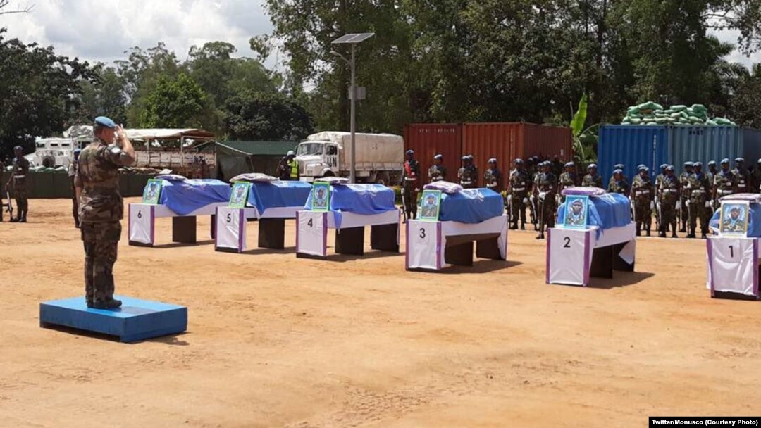 Général Bernard Commis mokambi ya mibale ya mampinga ya ONU ya Congo démocratique liboso ya basoda ya Monusco bakufa ma bitumba na Beni, Nord-Kivu, 18 novembre 2018. (Twitter/Monusco)