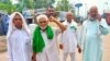Older farmers hold the fort at the protest site as younger farmers go back to villages in the sowing season. (Anjana Pasricha/VOA)