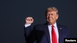 美国总统特朗普在内华达州的竞选集会上。