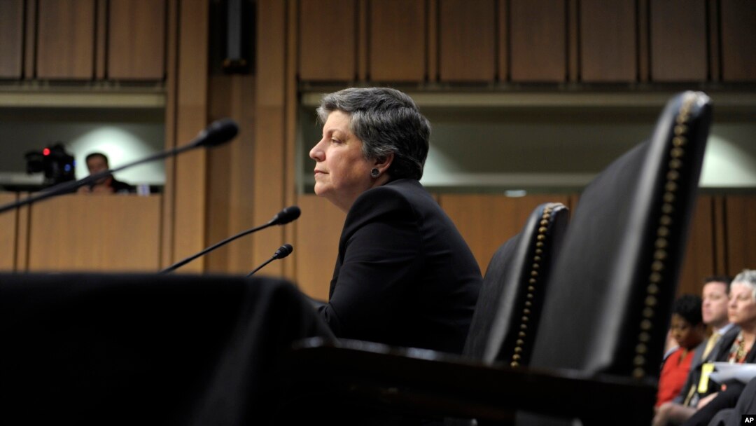 Homeland Secretary Janet Napolitano testifies on Capitol Hill in Washington, February 13, 2013, before the Senate Judiciary Committee hearing on comprehensive immigration reform.