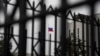 The Russian flag flies above the Embassy of the Russian Federation, near the Glover Park neighborhood of Washington, Feb. 22, 2022.