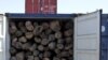 Shipment of suspected illegal Rosewood logs in the port of Vohemar, Madagascar