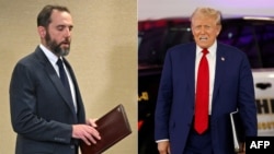 Special counsel Jack Smith, shown at left on June 9, 2023, in Washington, and U.S. President-elect Donald Trump, shown in Howell, Michigan, on Aug. 20, 2024. The U.S. Justice Department told a court on Jan. 8, 2025, that it would release only part of Smith's report on Trump.