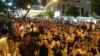 香港學聯發起七一遊行後預演佔中(美國之音海彥拍攝)