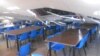Desabamento do tecto de uma escola mostra o grau da devastação da intempérie em Kapangombe