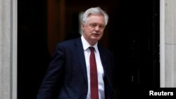 FILE - Britain's Secretary of State for Exiting the European Union David Davis leaves Downing Street, London, Britain July 11, 2017. 