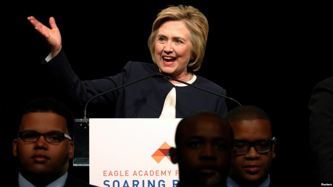 U.S. Democratic presidential candidate Hillary Clinton speaks at the Eagle Academy Foundation’s annual fundraising breakfast in New York City, April 29, 2016.